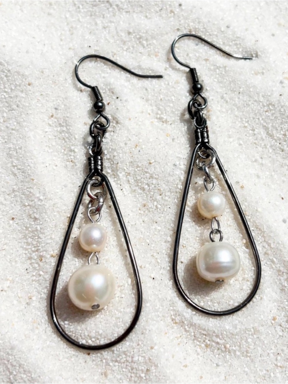 Teardrop Fresh Water Pearl Drop Earrings – Coastal Minimalist Statement Earrings